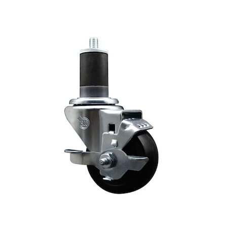 Service Caster 3'' Hard Rubber Swivel 1-5/8'' Expanding Stem Caster with Brake SCC-EX20S314-HRS-TLB-158